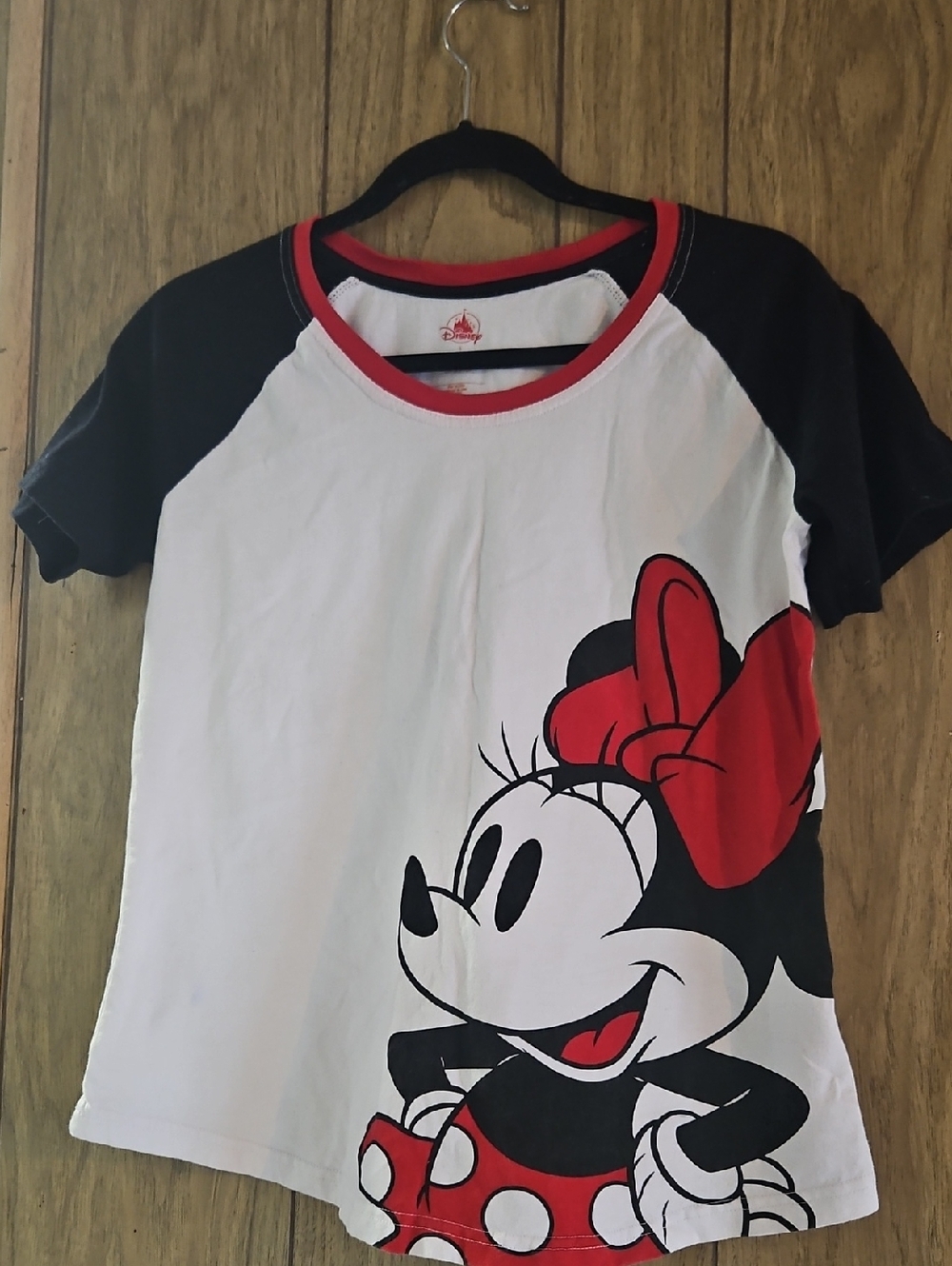 Disney Minnie Mouse White, Black & Red Raglan Tee